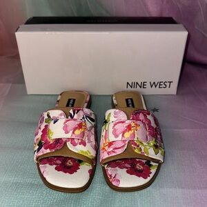 Nine West Floral Mules - Pink and Green